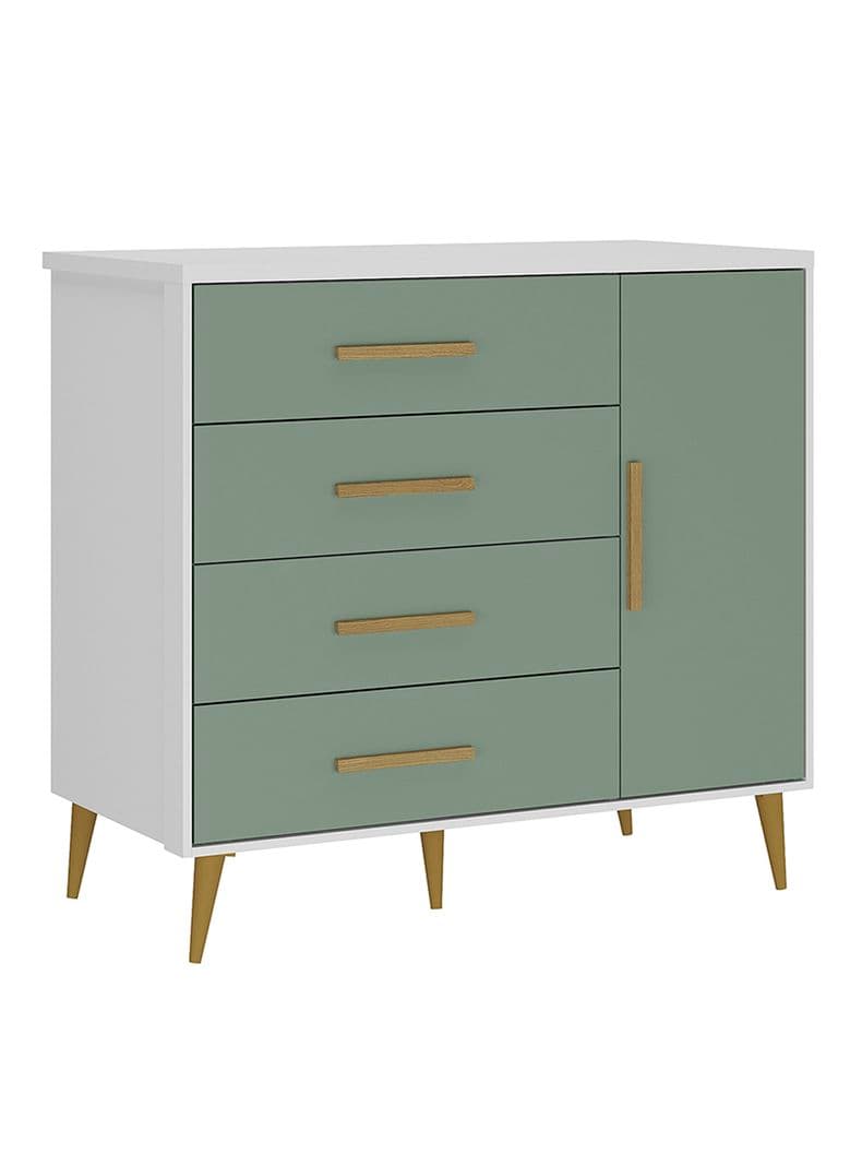 Comoda 4 Cajones 1 Puerta Kids Verde