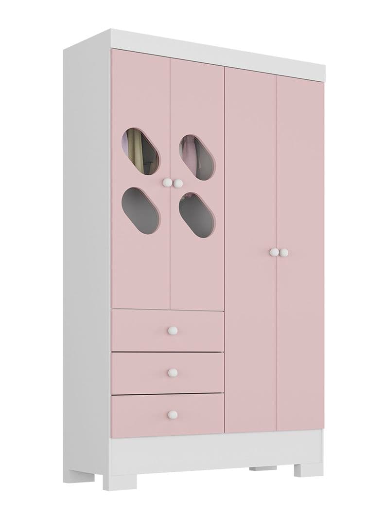 Closet 4 Puertas 3 Cajones Ciranda 180x108.4x40 cm Rosado Pastel