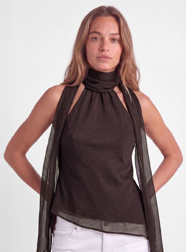 Blusa Asimetrica Regular Cafe S