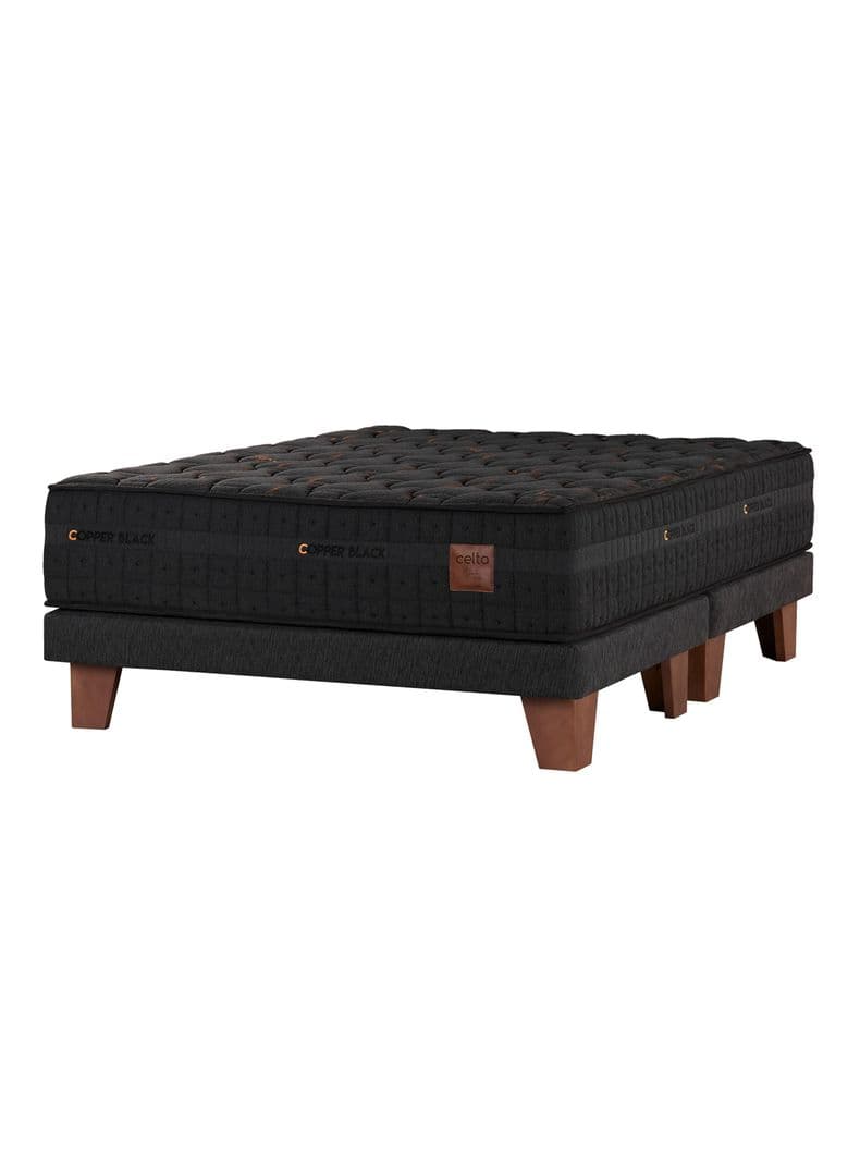Cama Europea Copper Black 2 Plazas 150 x 200 cm Base Dividida Marengo