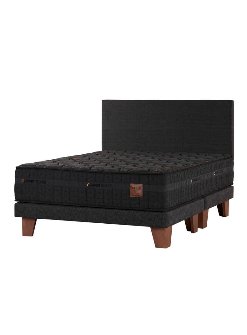 Cama Europea Copper Black Super King + Respaldo Marengo