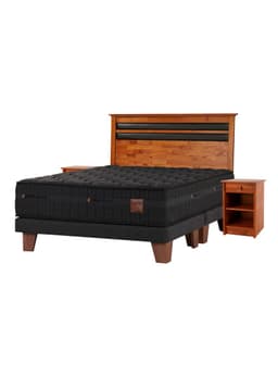 Cama Europea Copper Black 2 Plazas 150 x 200 cm Base Dividida + Set Mallorca Marengo