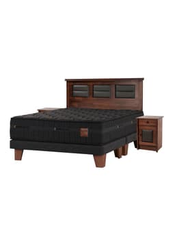 Cama Europea Copper Black 2 Plazas 150 x 200 cm Base Dividida + Set Villarreal Marengo