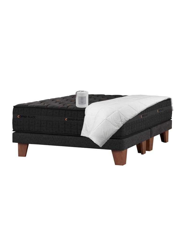 Cama Europea Copper Black King + Textil Marengo