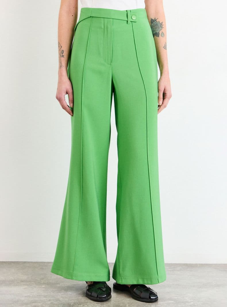 Pantalon Liso Wide Leg Verde XS