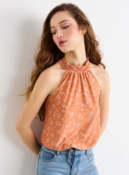 Polera Fantasia Halter Cafe S