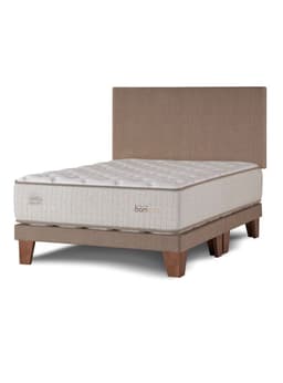 Cama Europea Naturals Bamboo 2 Plazas x 2 Metros + Respaldo Liso Arena Beige Claro