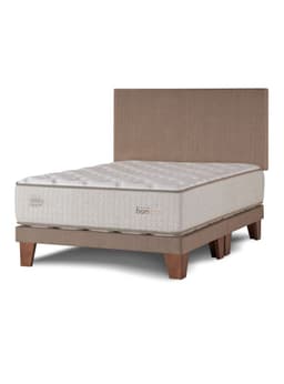 Cama Europea Naturals Bamboo Super King + Respaldo Liso Arena Beige Claro