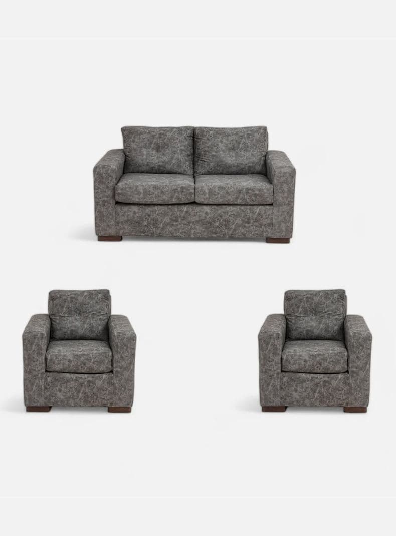 Juego Living Franco 211 Cuero Auris Gris