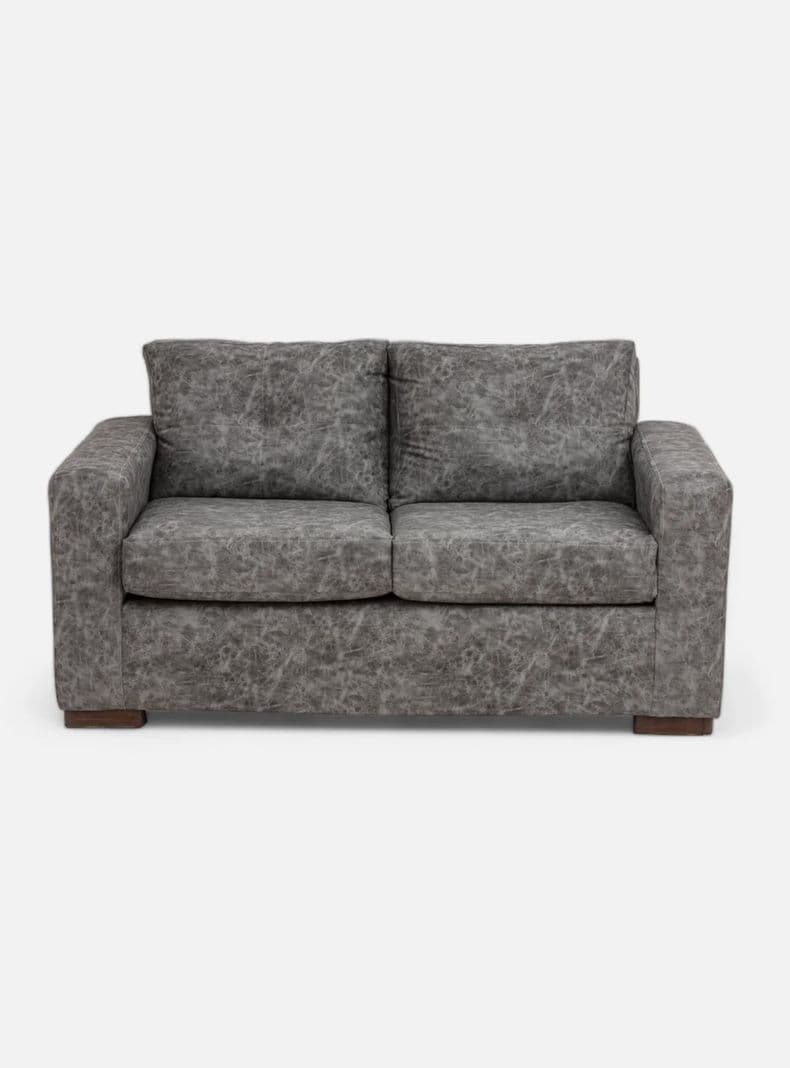 Sofa Franco 2 Cuerpo Cuero Sintetico Auris Gris