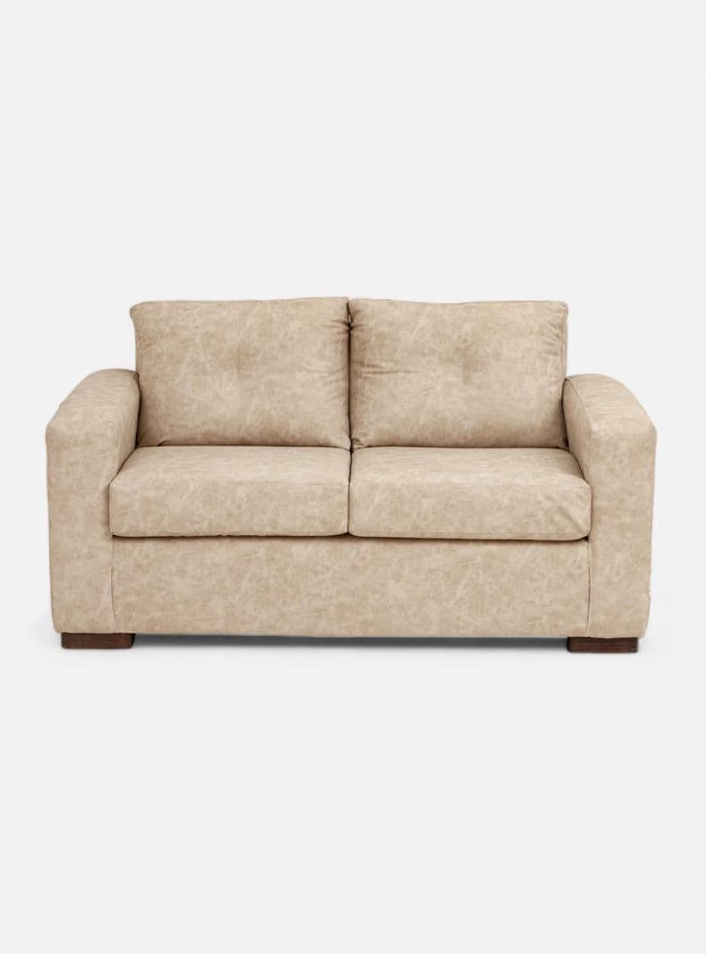 Sofa Franco 2 Cuerpo Cuero Sintetico Auris Beige