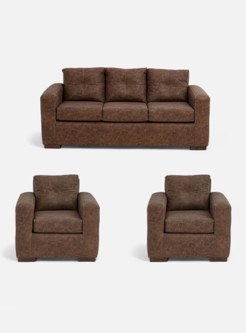 Juego Living Franco 311 Cuero Auris Cafe