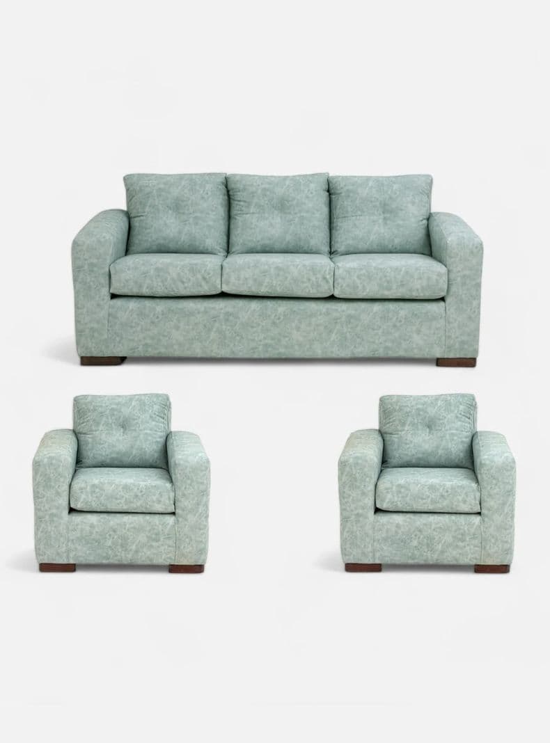 Juego Living Franco 311 Cuero Auris Verde Claro