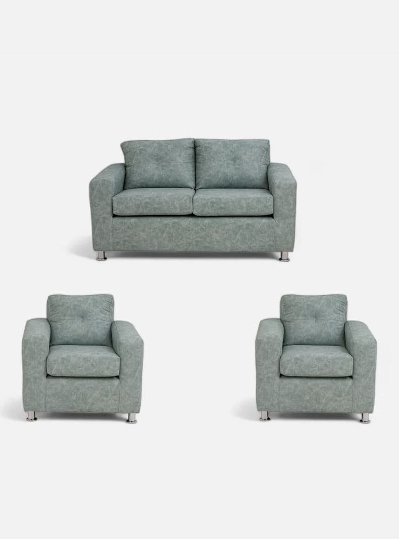 Juego Living George 211 Cuero Auris Verde Claro