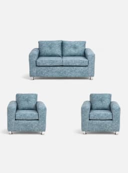Juego Living George 211 Cuero Auris Celeste