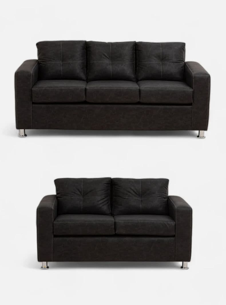 Juego Living George 32 Cuero Auris Negro