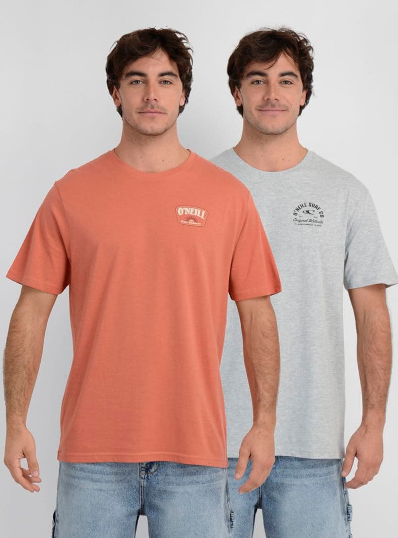 Pack 2 Poleras Manga Corta Estampado Gris XL