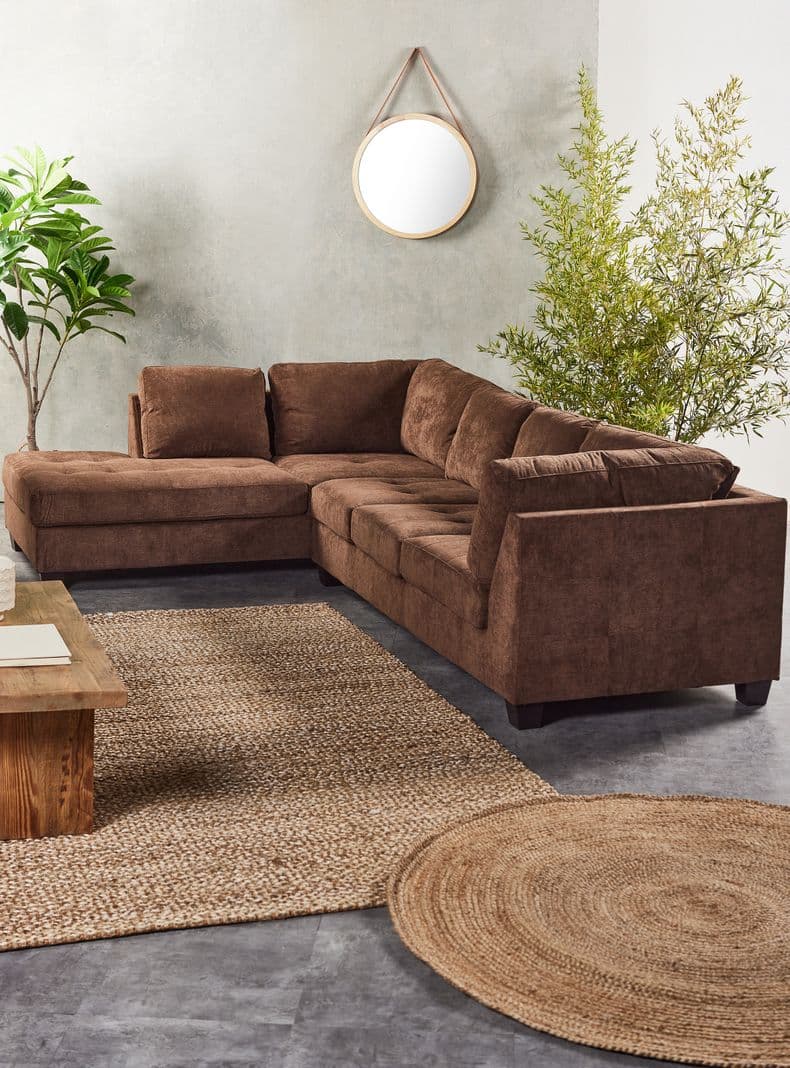 Sofa Seccional Vieri Izquierdo 5 Cuerpos Cafe Oscuro