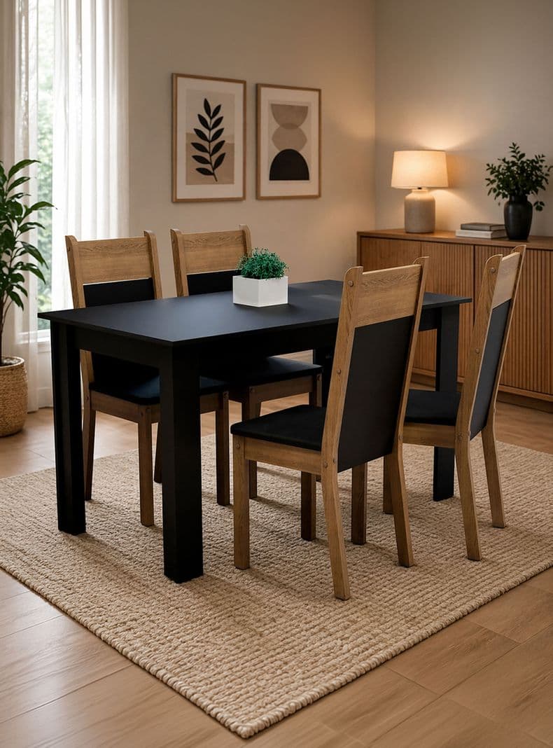 Juego de Comedor Lola Nelly 4 Sillas Negro