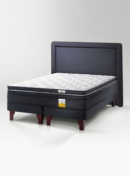 Cama Europea Eurotop 2 Plazas 150x200 cm Drikimp Base Dividida + Topper + Respaldo
