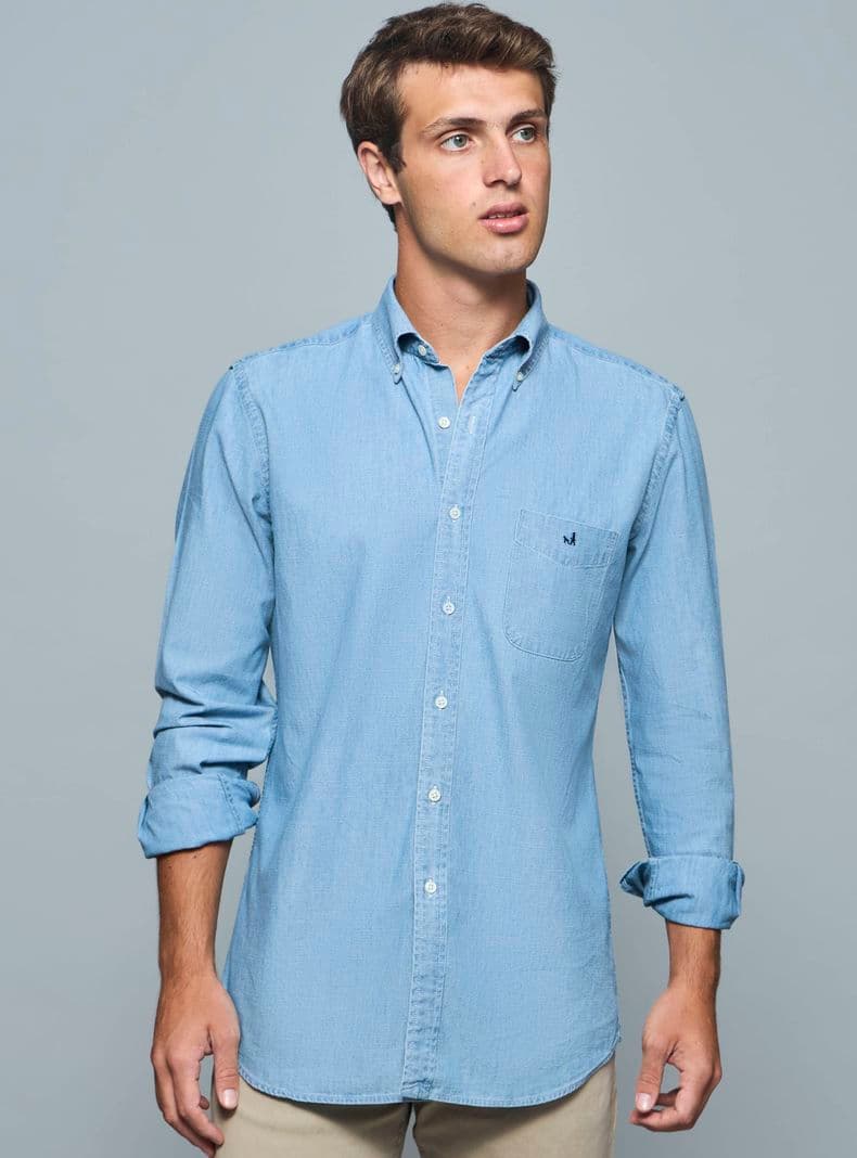 Camisa Jeans Casual Celeste M