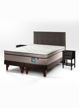Cama Europea Maximo Cobre Super King + Respaldo Design Grafito + Velador Rover