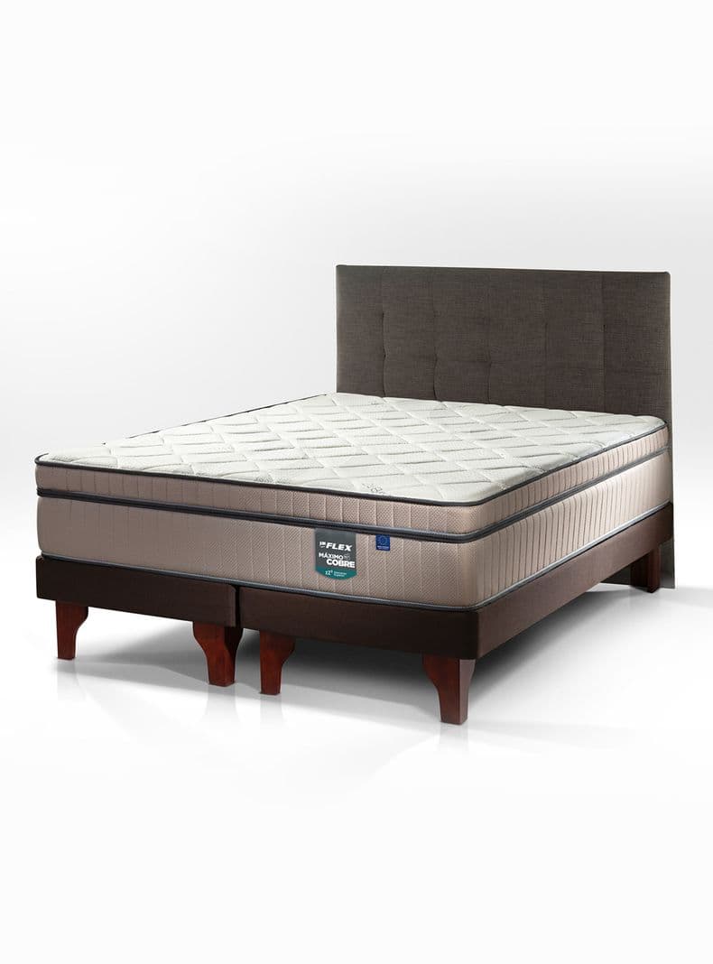 Cama Europea Maximo Cobre 2 Plazas 150x200 cm + Respaldo Design Grafito