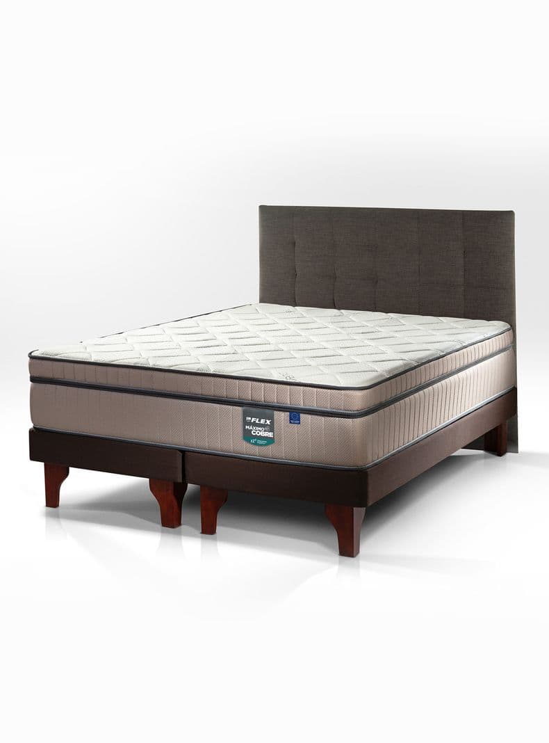 Cama Europea Maximo Cobre King 180x200 cm + Respaldo Design Grafito