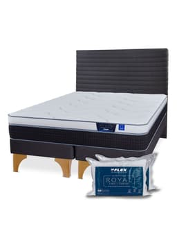 Cama Europea Nexus 2 Plazas Box Base Dividida + Respaldo Modern + 2 Almohadas Royal