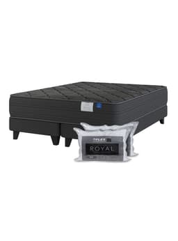 Cama Europea 2 Plazas Black Base Dividida Almohadas