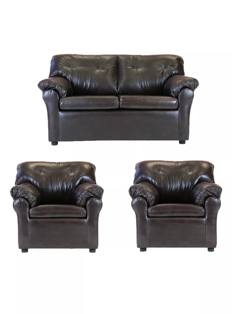 Juego Living America Ecocuero 2C + Sillones Cafe Oscuro