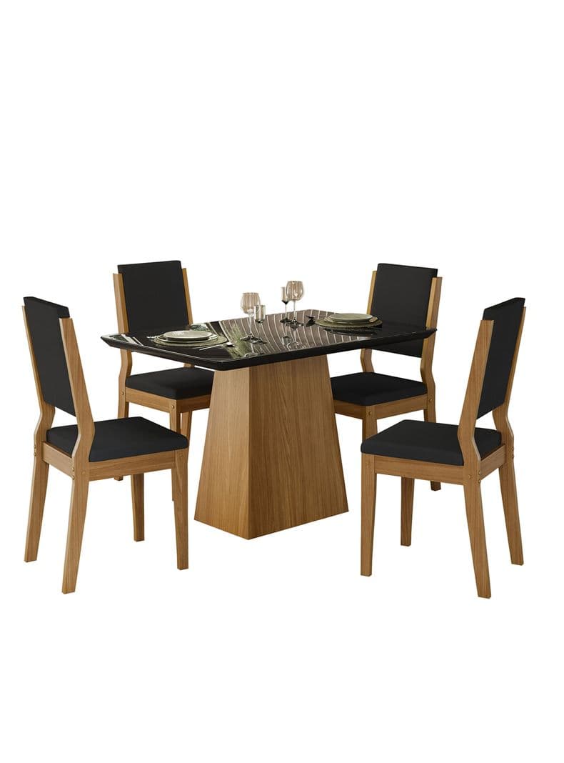 Juego de Comedor Barbi Rectangular 4 Sillas Negro