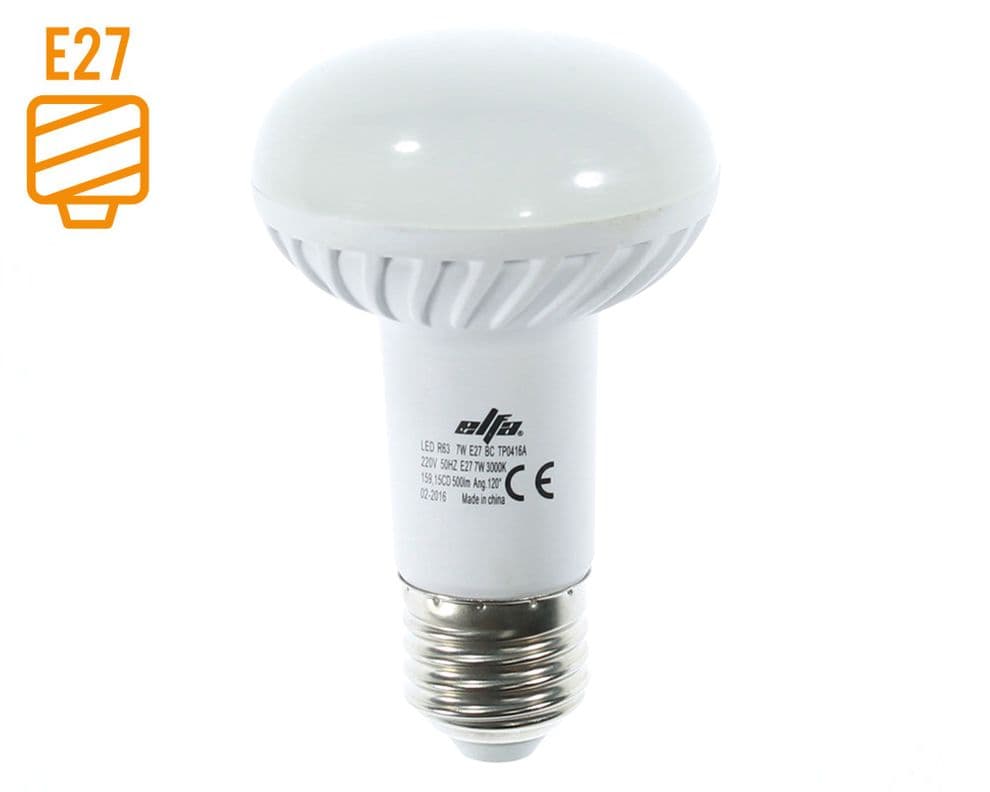 Ampolleta LED 50W E27 luz calida R63 Elfa