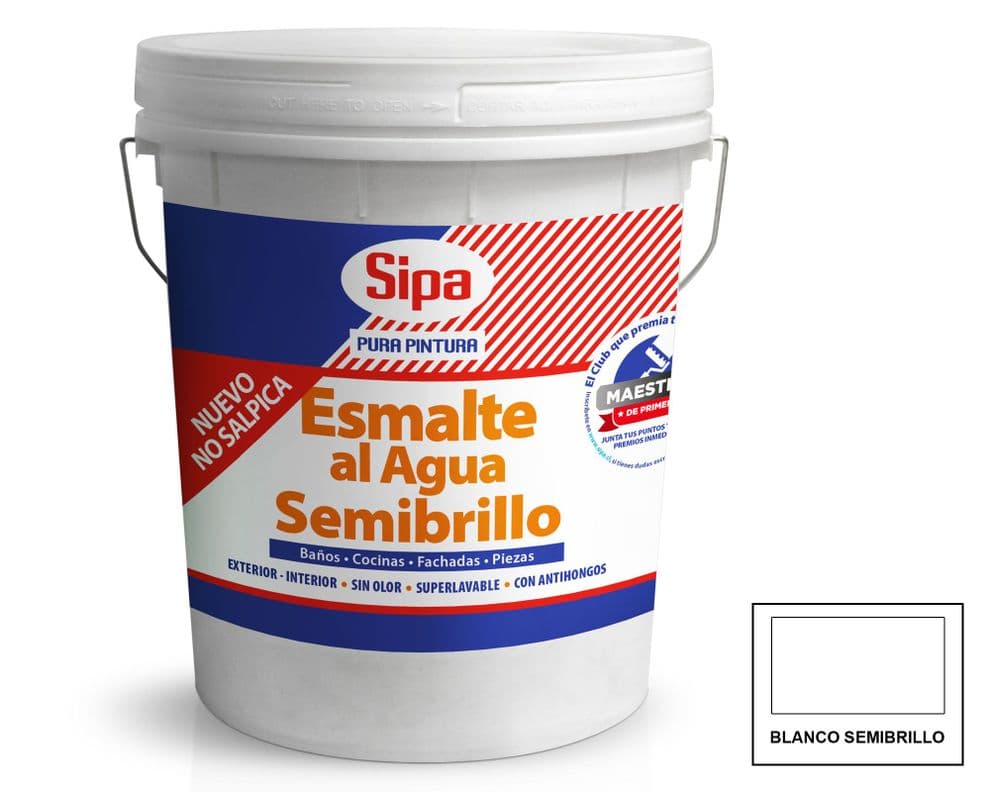 Esmalte al agua tineta blanco semi brillante Fachada Sipa