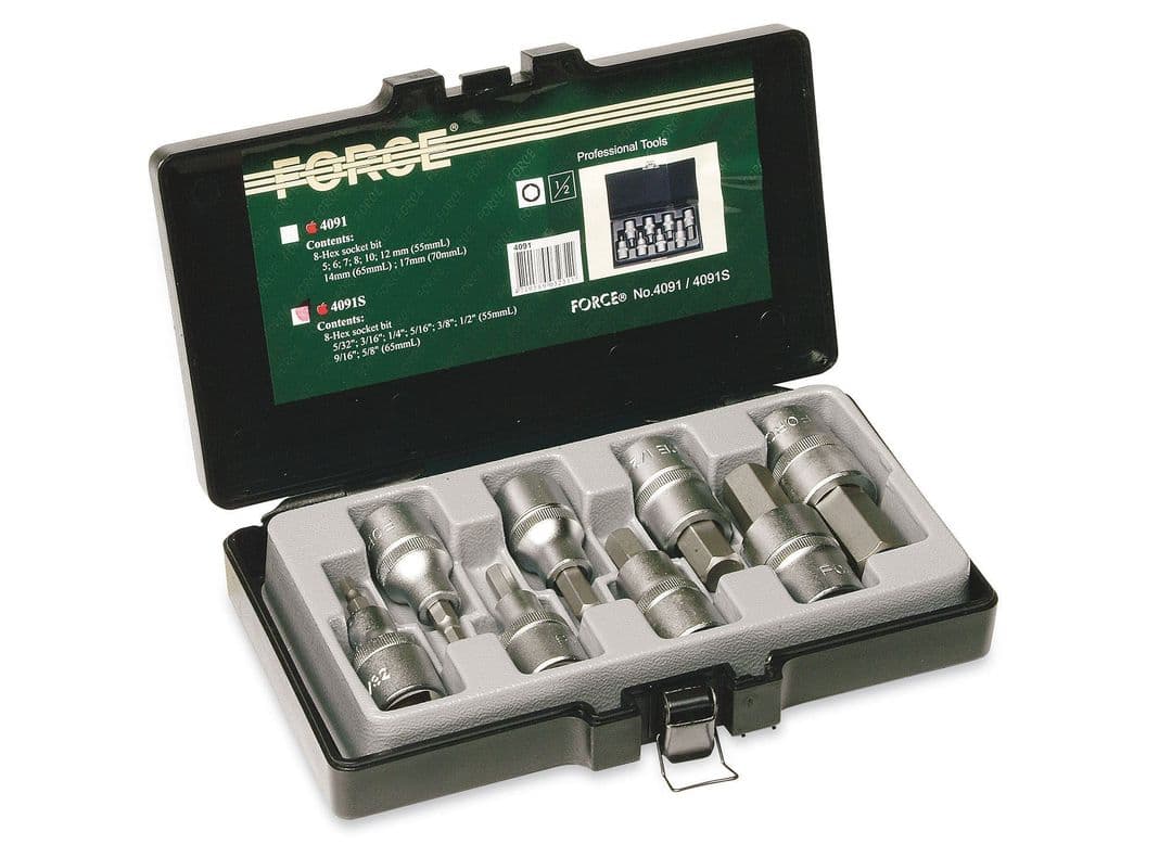 Juego de dados 5 a 17 mm allen 8 piezas Force.