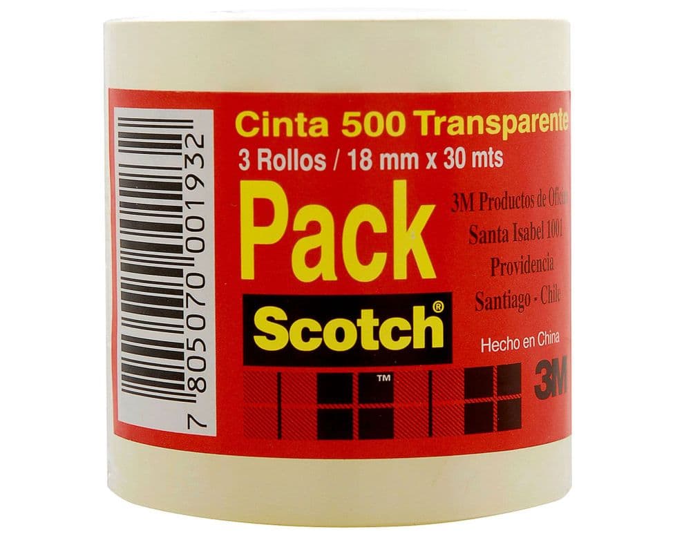 Cinta transparente 18 mm 30 m 3 unidades Scotch