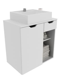 Mueble Aereo Bano con Lavamanos 1 Cajon 1 Puerta Blanco