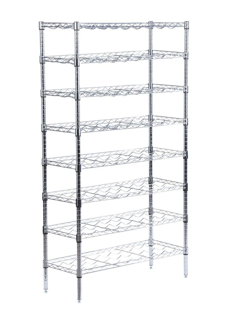 Rack Acero Cromado 72 Botellas Vino 36x91x160 cm Plata