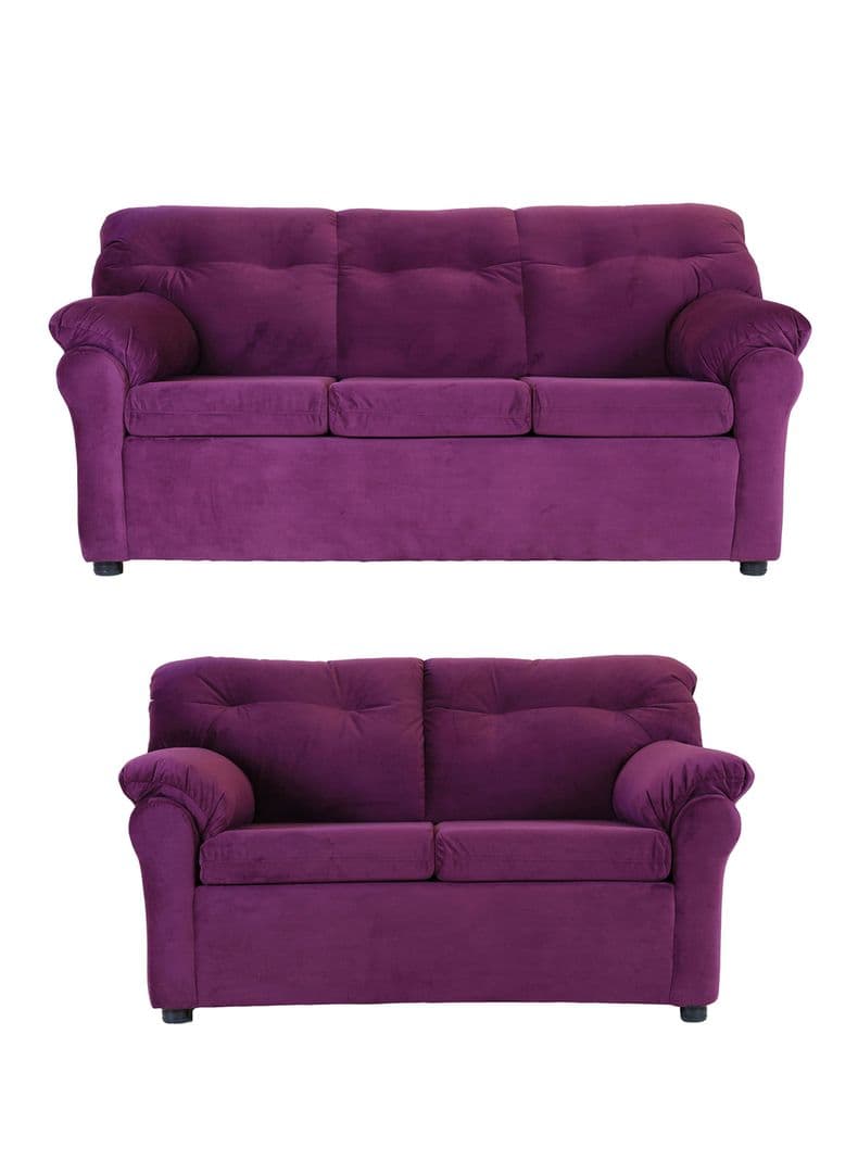 Juego de Living America Felpa Sofas 3C + 2C Morado Claro