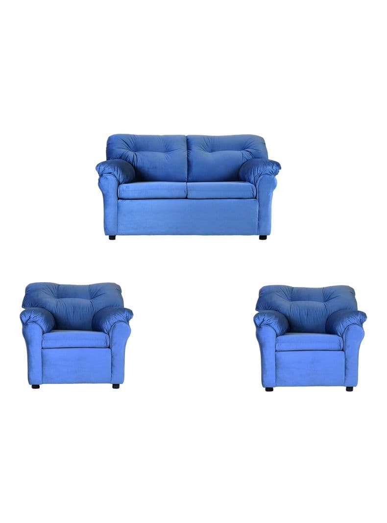 Juego Living Felpa America 2 C + 2 Sillones Azul Oscuro