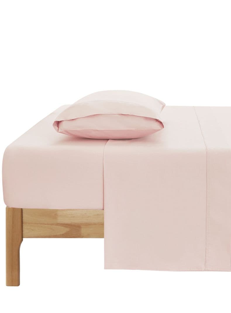Juego de Sabanas Super King 200H Algodon Unicolor Rosado Pastel