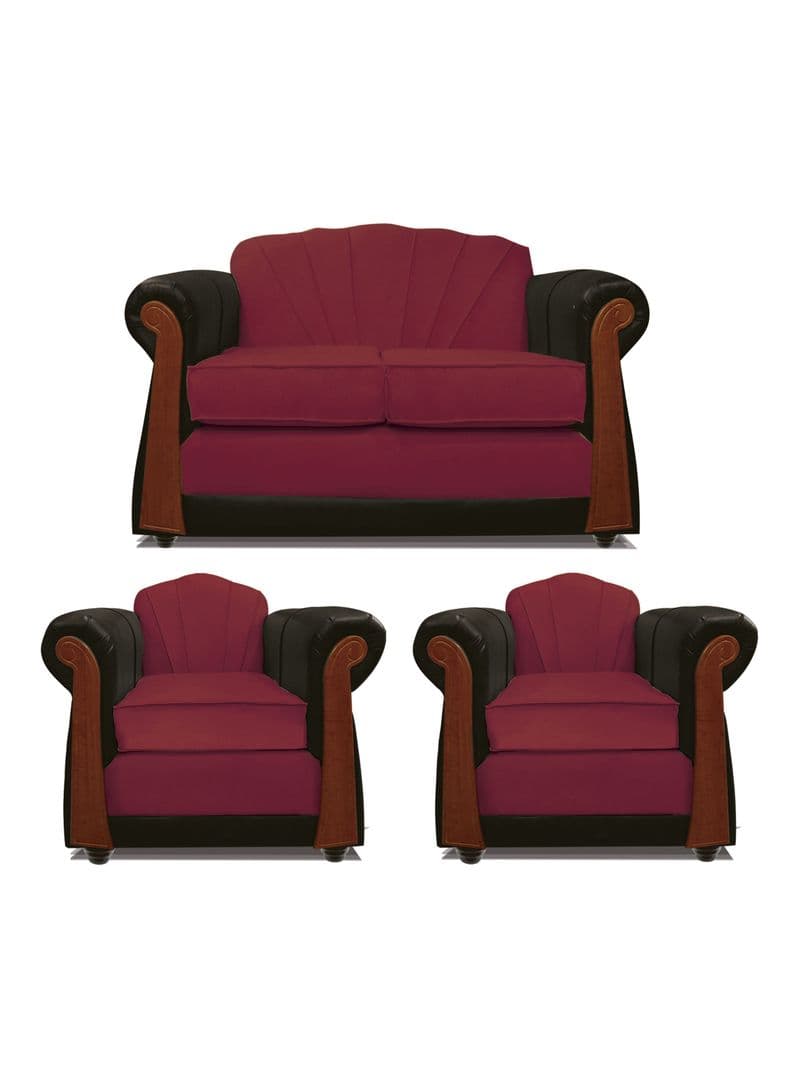 Juego Living Marsella 2 Cuerpos + Sillones Tela/Pu Rojo