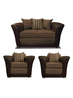 Juego Living Minesota 2 Cuerpos + Sillones Tela/Pu Cafe