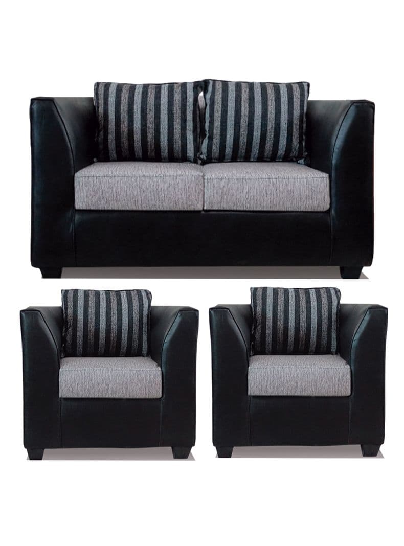 Juego Living Valentino 2 Cuerpos + Sillones Tela/PU Plata