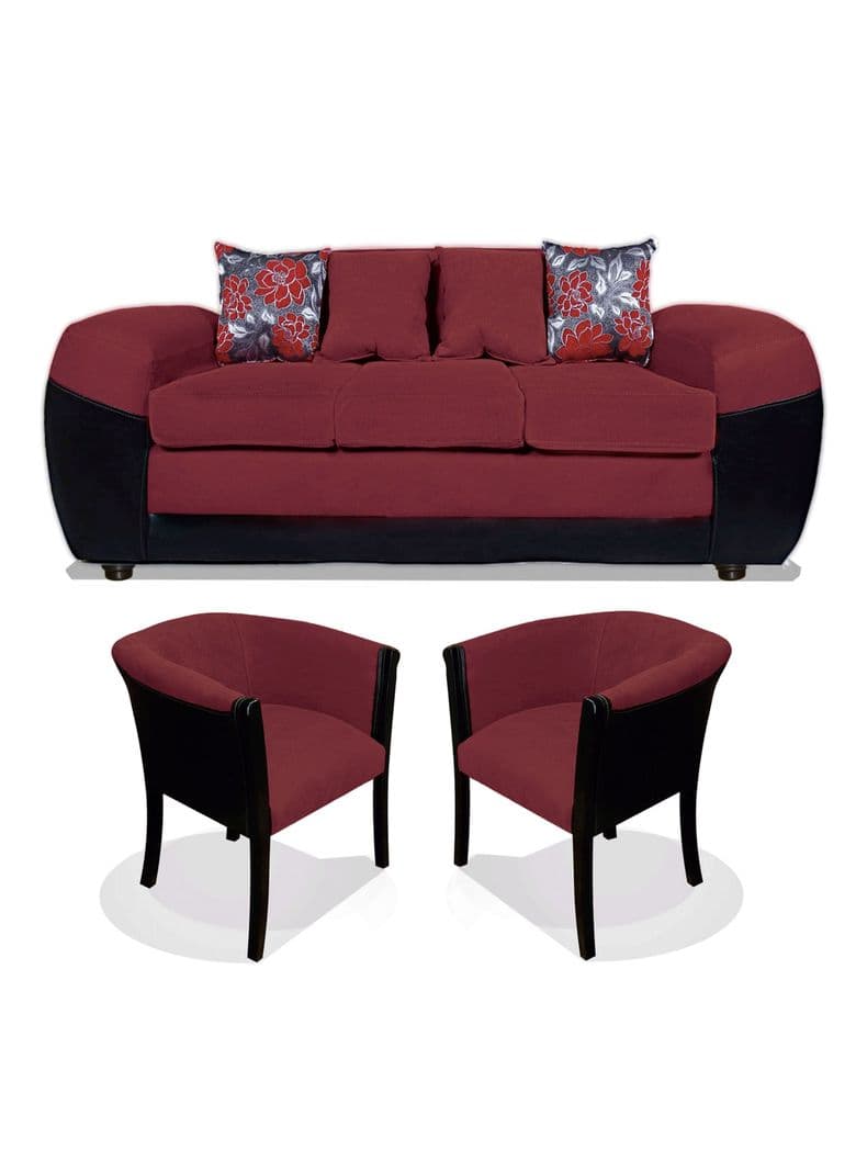 Juego Living Houston 3 Cuerpos + Sitiales Tela/PU Rojo
