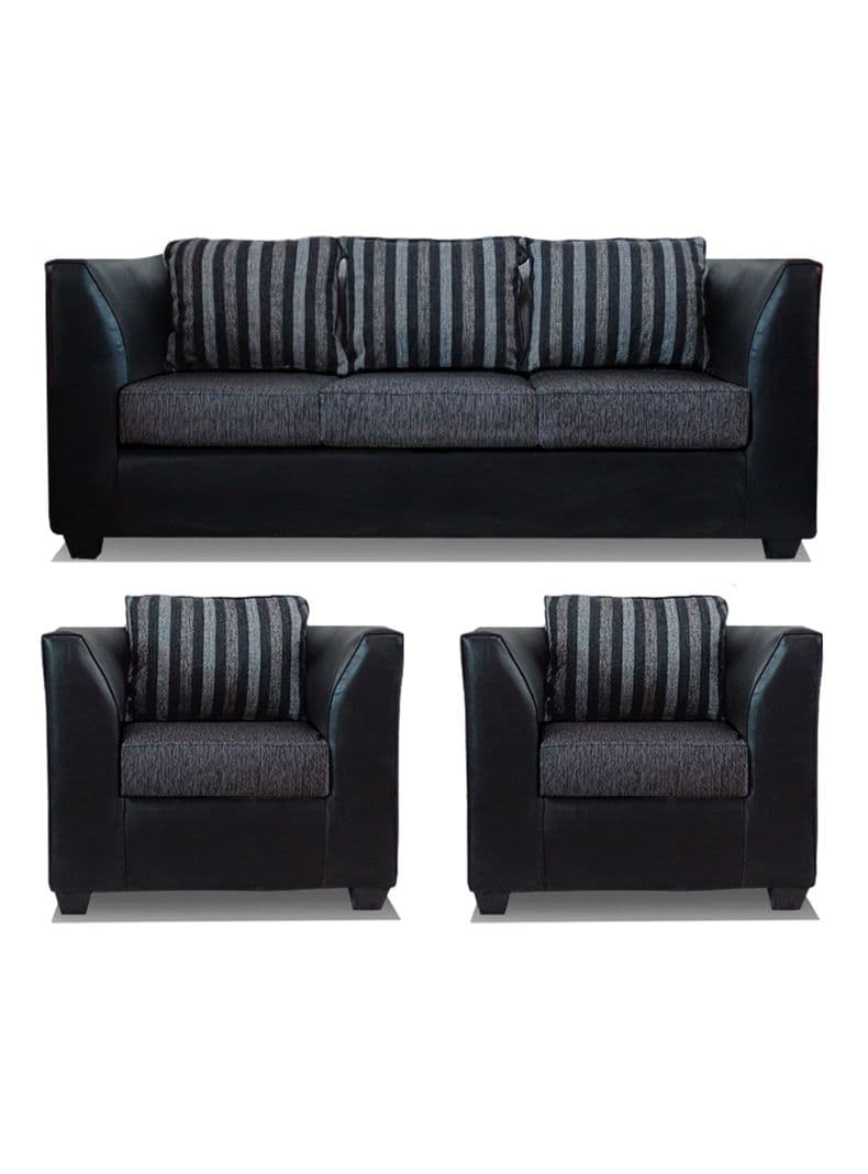 Juego Living Valentino 3 Cuerpos + Sillones Tela/PU Marengo