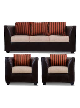 Juego Living Valentino 3 Cuerpos + Sillones Tela/PU Beige