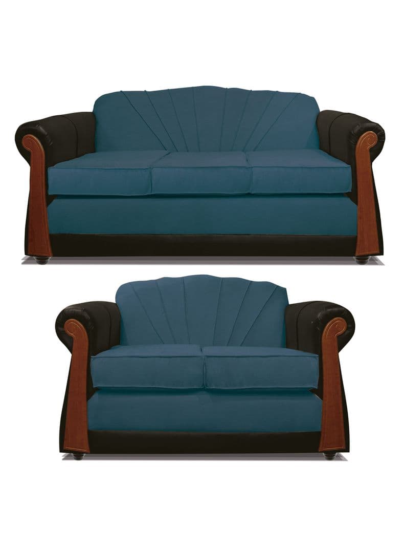 Juego de Living Marsella 3.2 Cuerpos Tela/PU Azul