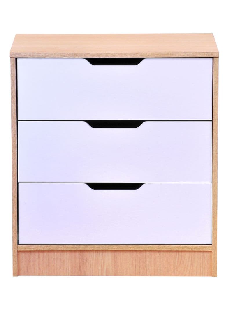 Comoda 3 Cajones Misuri Carvalo-Blanco