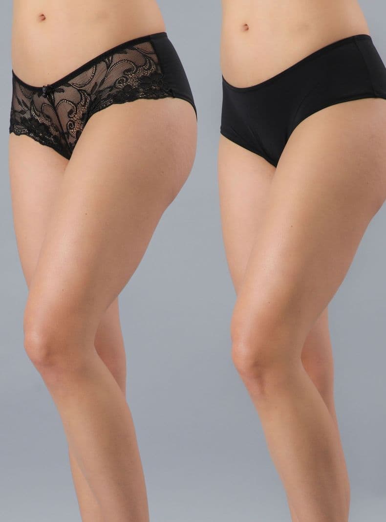 Pack Pantaleta Blonda y Microfibra Transparencias Negro S